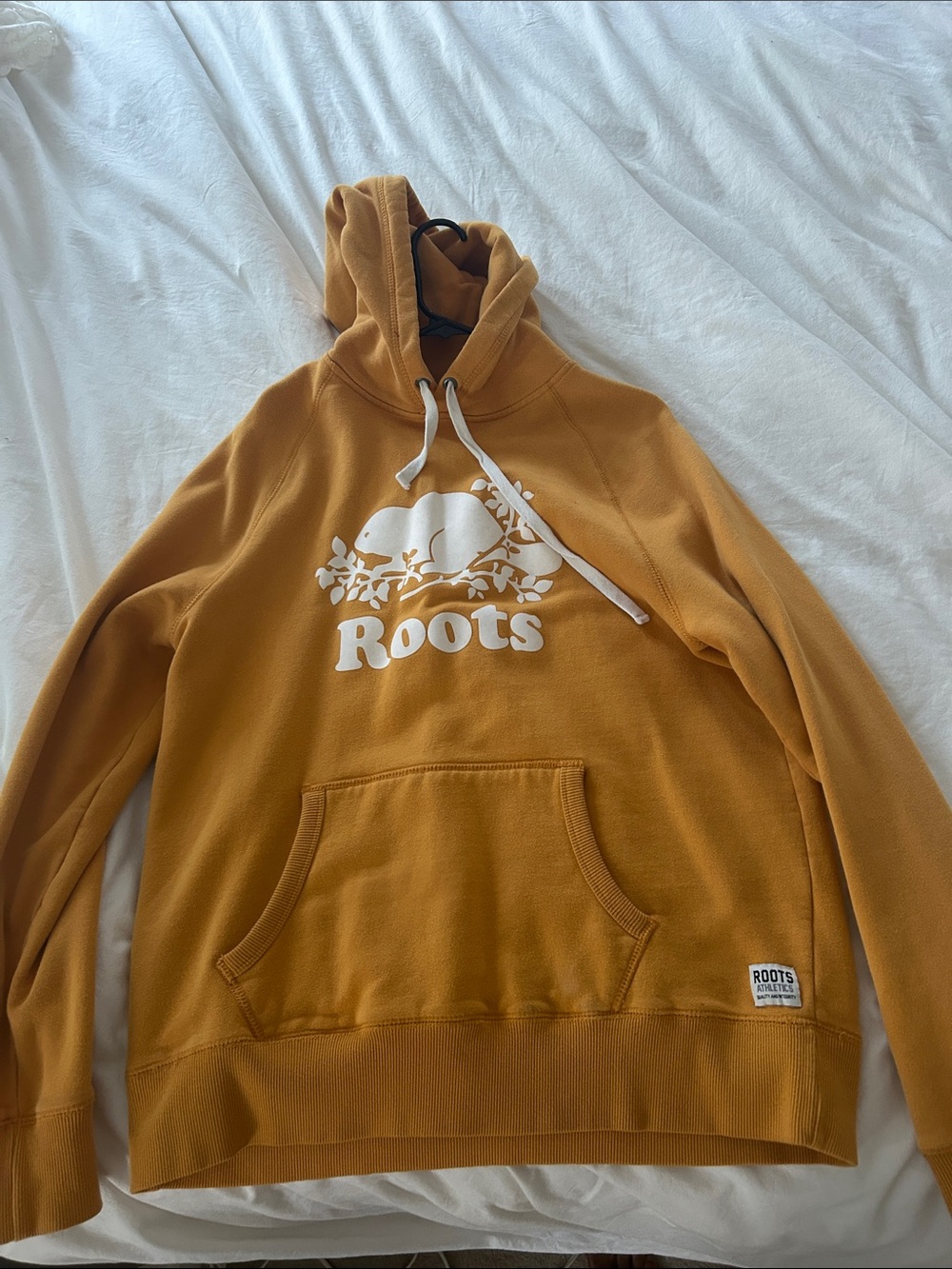 Roots Men's Mustard Yellow Logo Hoodie